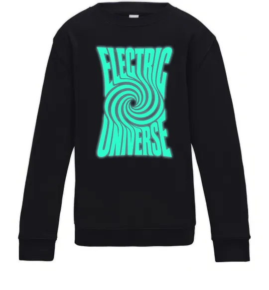 Детский Свитшот Люмінесцентний принт "electric universe" Черный фото