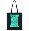 Еко-сумка Люмінесцентний принт "electric universe" Чорний фото