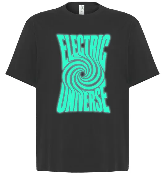 Футболка Оверсайз Люмінесцентний принт "electric universe" Черный фото