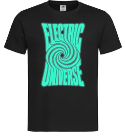 Чоловіча футболка Люмінесцентний принт "electric universe" Чорний фото
