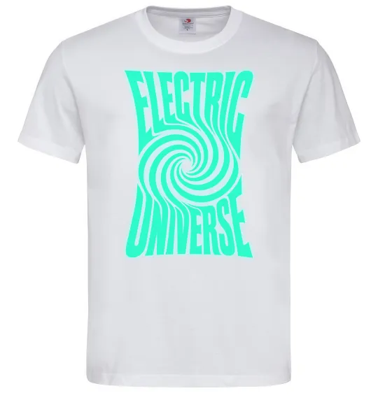 Чоловіча футболка Люмінесцентний принт "electric universe" Білий фото