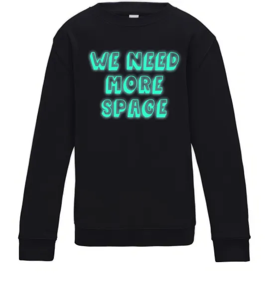 Детский Свитшот Люмінесцентний принт "we need more space" Черный фото