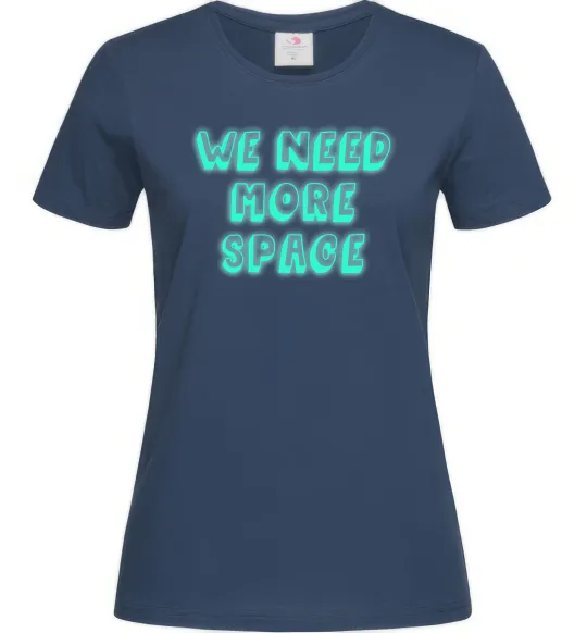 Жіноча футболка Люмінесцентний принт "we need more space" Темно-синій фото