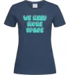Жіноча футболка Люмінесцентний принт "we need more space" Темно-синій Жіноча футболка Люмінесцентний принт "we need more space" Темно-синій фото