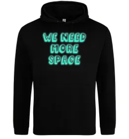 Чоловіча толстовка (худі) Люмінесцентний принт "we need more space" Чорний фото
