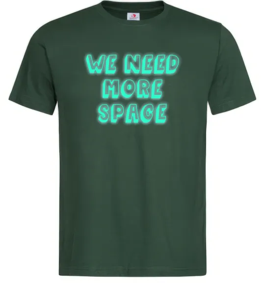 Чоловіча футболка Люмінесцентний принт "we need more space" Темно-зелений фото