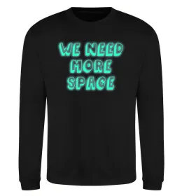 Світшот Люмінесцентний принт "we need more space" Чорний фото