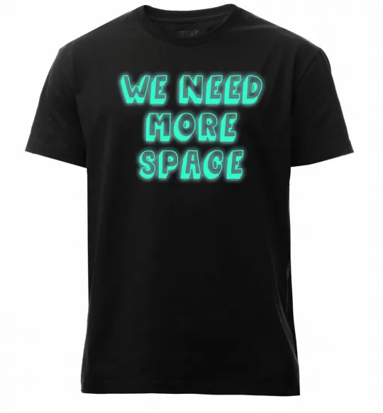 Мужская премиум футболка Люмінесцентний принт "we need more space" Черный фото