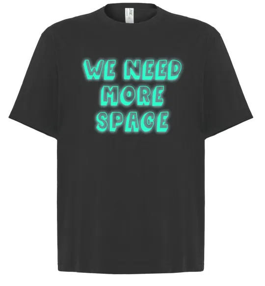 Футболка Оверсайз Люмінесцентний принт "we need more space" Черный фото