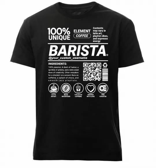 Мужская премиум футболка Barista custom Черный фото