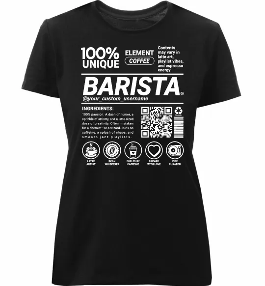 Женская премиум футболка Barista custom Черный фото
