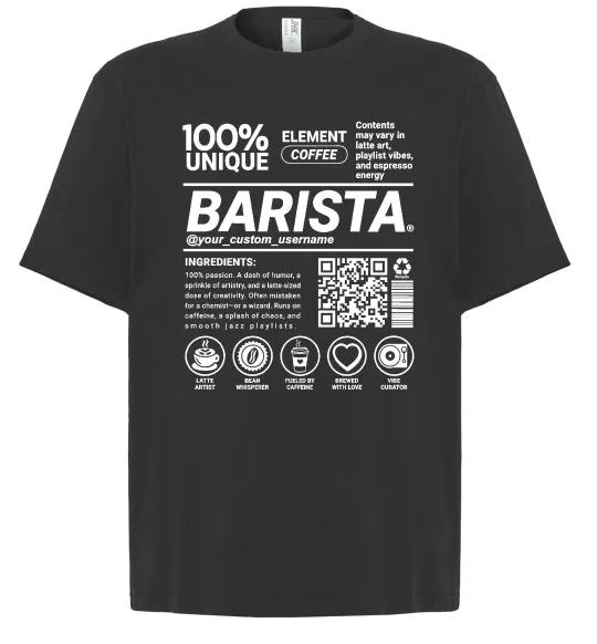 Футболка Оверсайз Barista custom Черный фото