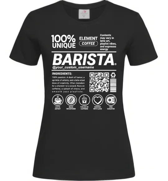 Женская футболка Barista custom Черный фото