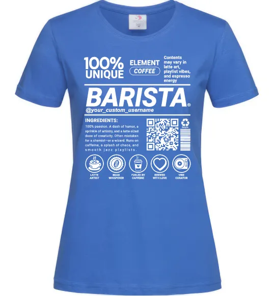 Женская футболка Barista custom Ярко-синий фото