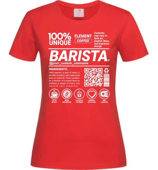 Женская футболка Barista custom Красный фото