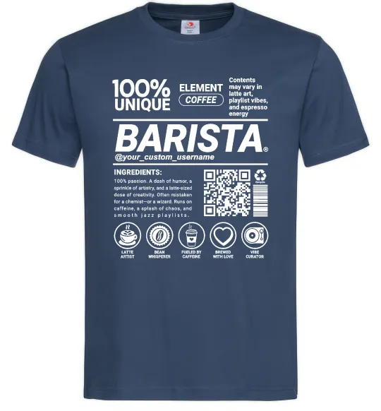 Мужская футболка Barista custom Темно-синий фото