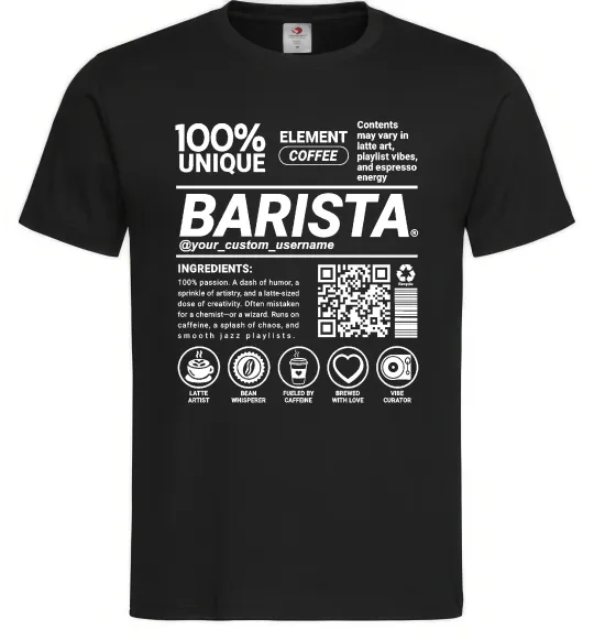 Мужская футболка Barista custom Черный фото