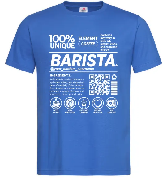 Мужская футболка Barista custom Ярко-синий фото