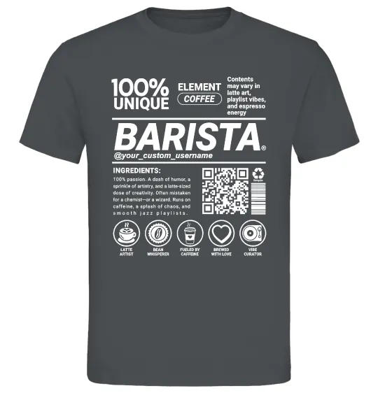 Мужская футболка Barista custom Графит фото