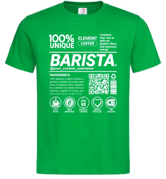 Мужская футболка Barista custom Зеленый фото