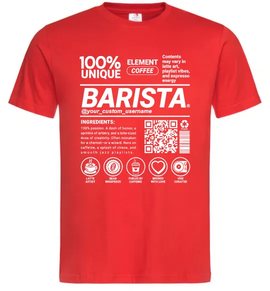 Мужская футболка Barista custom Красный фото