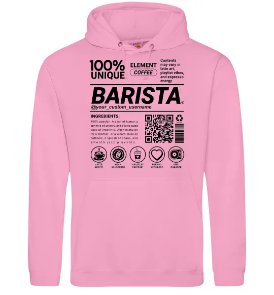 Мужская толстовка (худи) Barista custom Розовый фото