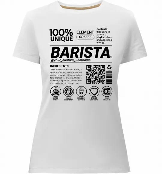 Женская премиум футболка Barista custom Белый фото