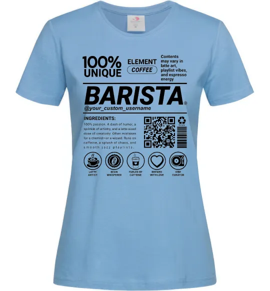 Женская футболка Barista custom Голубой фото