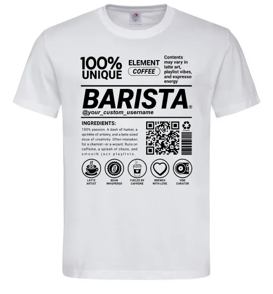 Мужская футболка Barista custom Белый фото