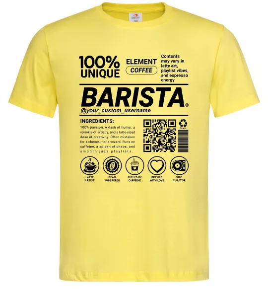 Мужская футболка Barista custom Лимонный фото