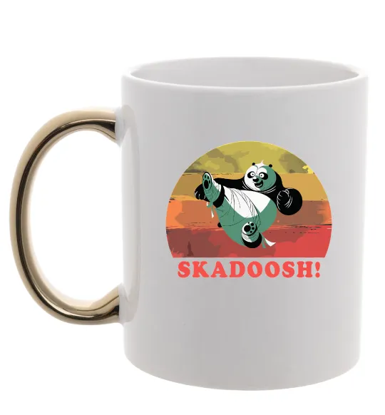 Чашка с цветной ручкой Panda Skadoosh Золото фото