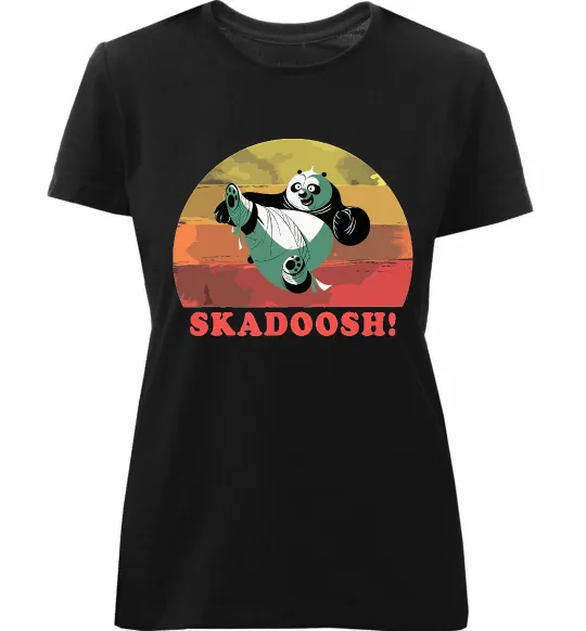 Женская премиум футболка Panda Skadoosh Черный фото