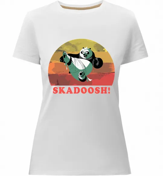 Женская премиум футболка Panda Skadoosh Белый фото
