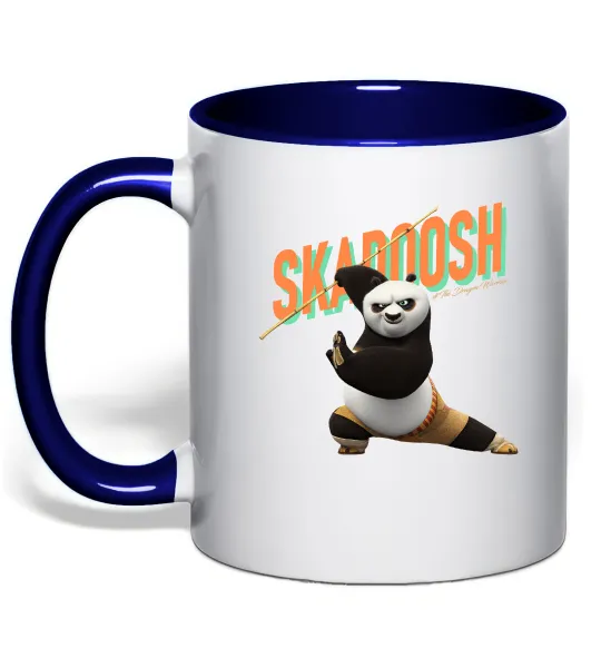 Чашка с цветной ручкой Panda skadoosh the dragon warrior Глубокий темно-синий фото