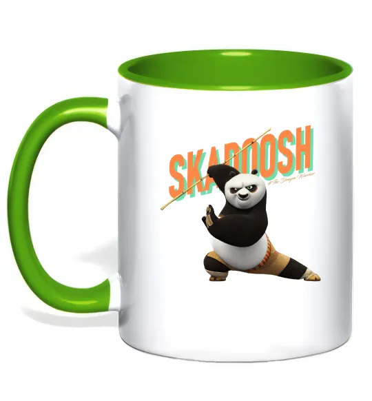 Чашка с цветной ручкой Panda skadoosh the dragon warrior Лаймовый фото