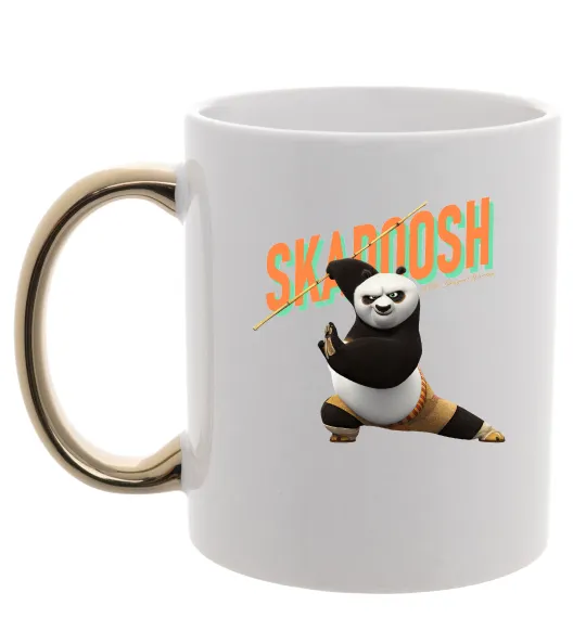 Чашка с цветной ручкой Panda skadoosh the dragon warrior Золото фото