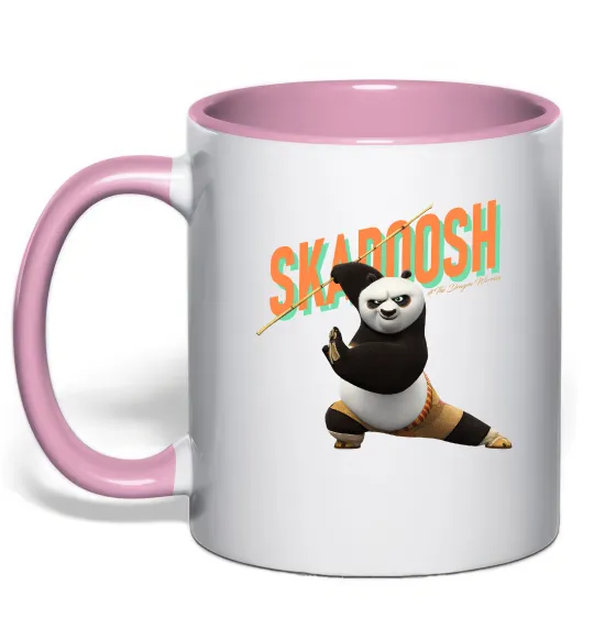 Чашка с цветной ручкой Panda skadoosh the dragon warrior Нежно розовый фото