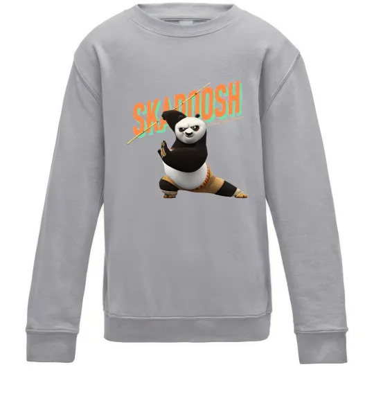 Детский Свитшот Panda skadoosh the dragon warrior Серый меланж фото