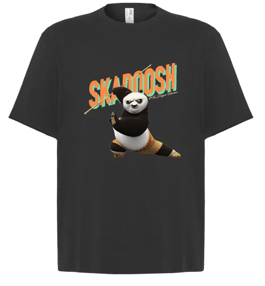 Футболка Оверсайз Panda skadoosh the dragon warrior Черный фото