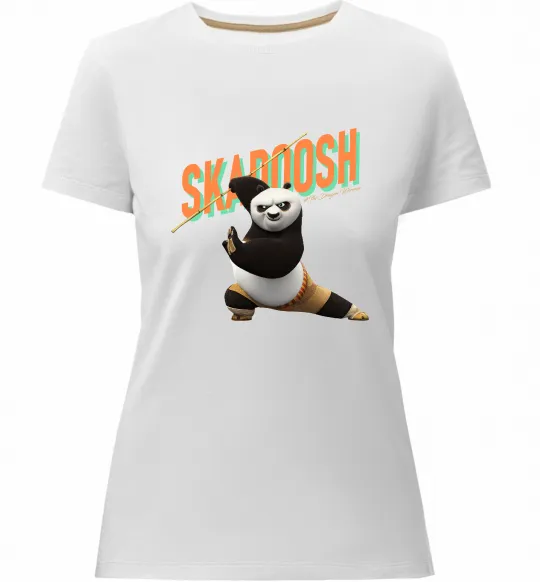 Женская премиум футболка Panda skadoosh the dragon warrior Белый фото