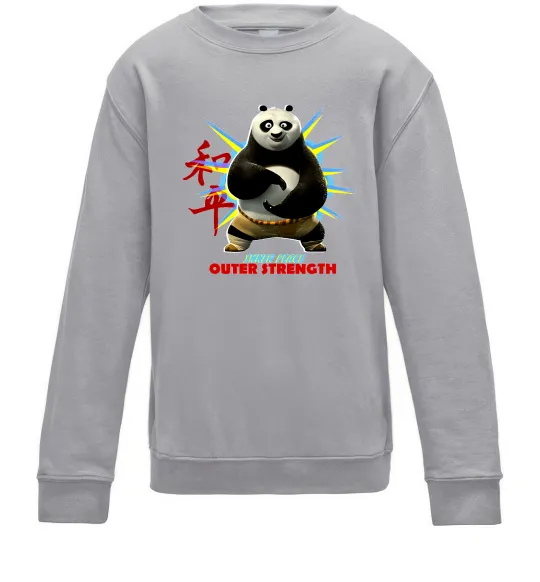 Детский Свитшот Panda inner peace Серый меланж фото