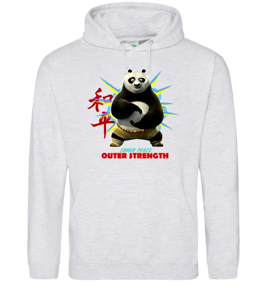 Женская толстовка (худи) Panda inner peace Серый меланж фото