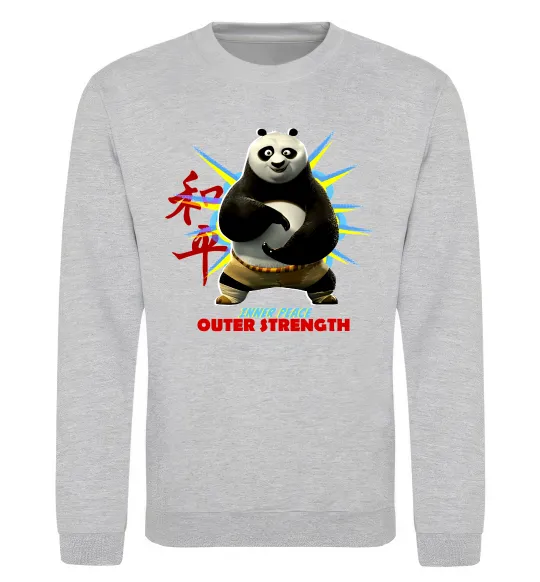Свитшот Panda inner peace Серый меланж фото
