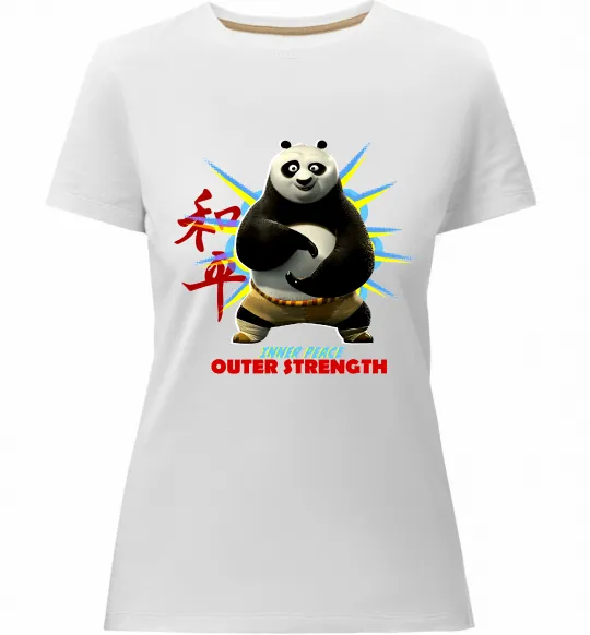 Женская премиум футболка Panda inner peace Белый фото