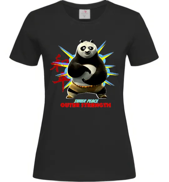 Женская футболка Panda inner peace Черный фото