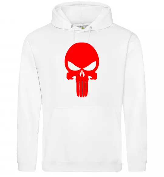 Мужская толстовка (худи) Череп червоний Белый фото