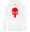 Женская толстовка (худи) Череп червоний Белый фото