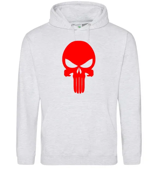 Женская толстовка (худи) Череп червоний Серый меланж фото