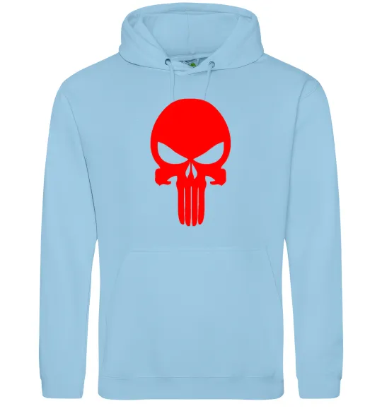 Женская толстовка (худи) Череп червоний Голубой фото
