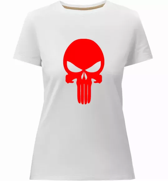 Женская премиум футболка Череп червоний Белый фото